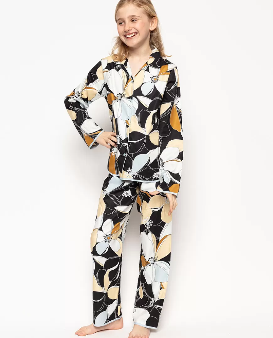 Beth Black Floral Print Pyjama Set^Cyberjammies Clearance