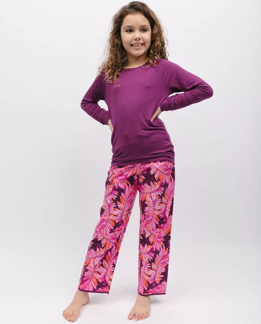 Carina Girls Slouch Jersey Top And Palm Leaf Print Pyjama Set^Cyberjammies Cheap