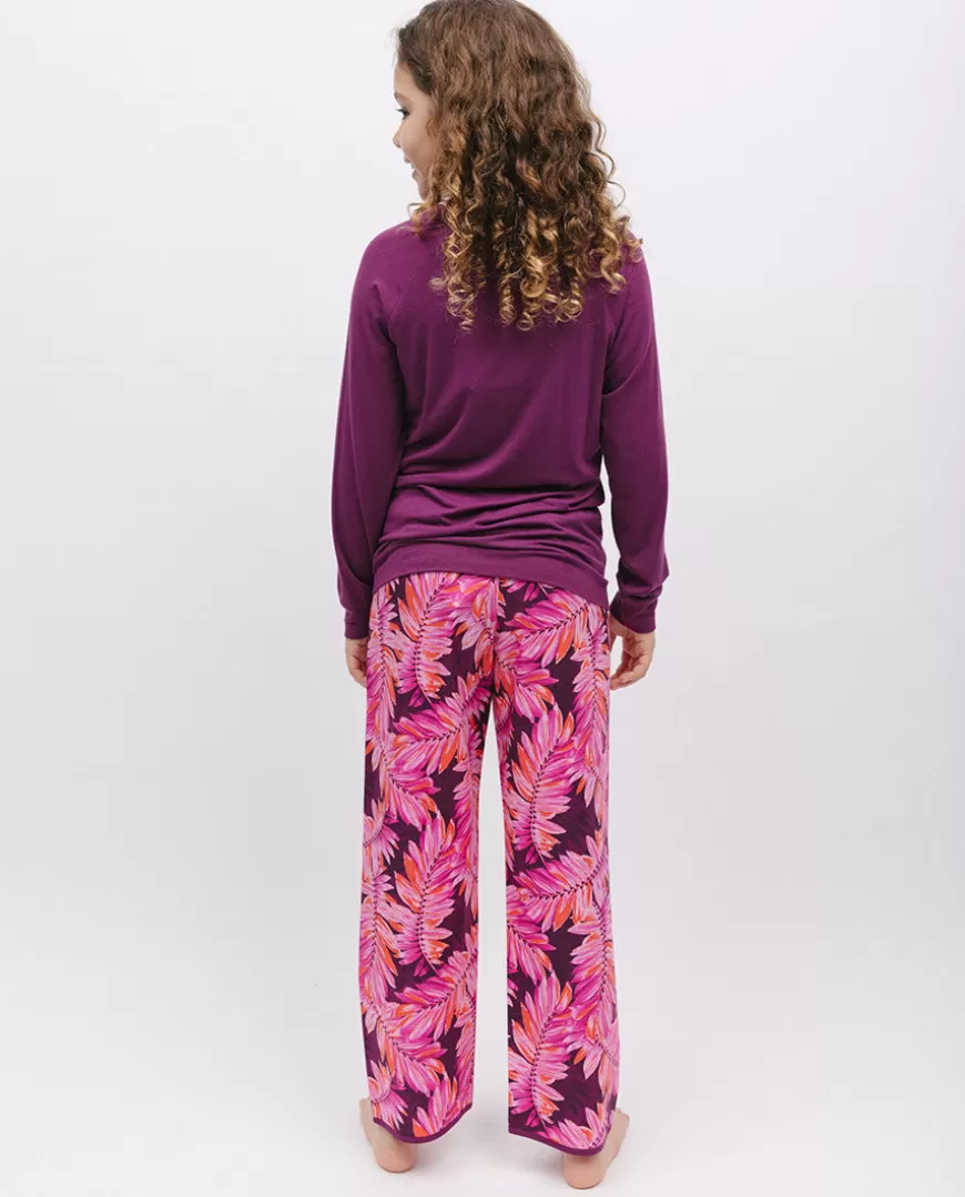 Carina Girls Slouch Jersey Top And Palm Leaf Print Pyjama Set^Cyberjammies Cheap