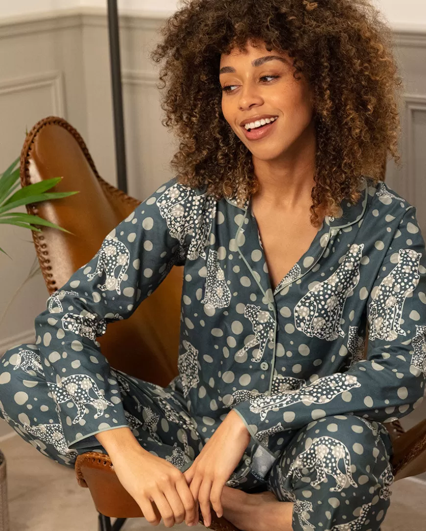 Hannah Womens Leopard Print Pyjama Set^Cyberjammies Sale