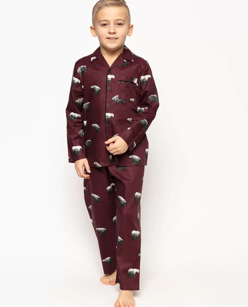 Harley Burgundy Polar Bear Print Pyjama Set^Cyberjammies Best Sale