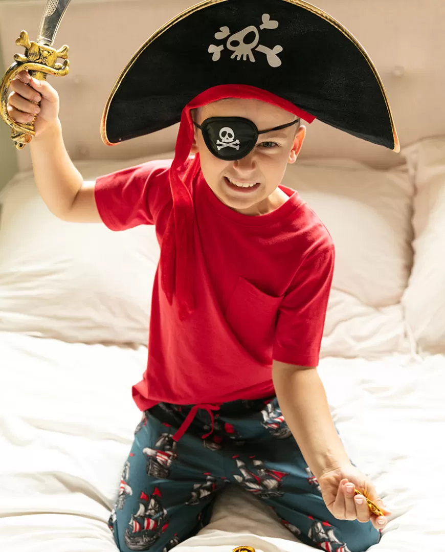 Jasper Boys Jersey T-Shirt And Pirate Ship Print Pyjama Set^Cyberjammies Shop