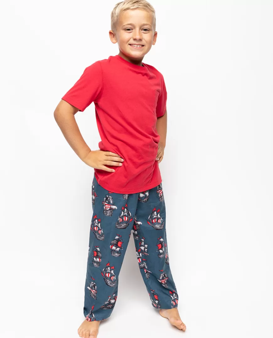Jasper Boys Jersey T-Shirt And Pirate Ship Print Pyjama Set^Cyberjammies Shop