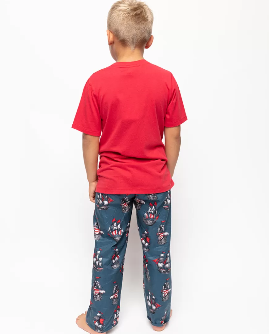 Jasper Boys Jersey T-Shirt And Pirate Ship Print Pyjama Set^Cyberjammies Shop