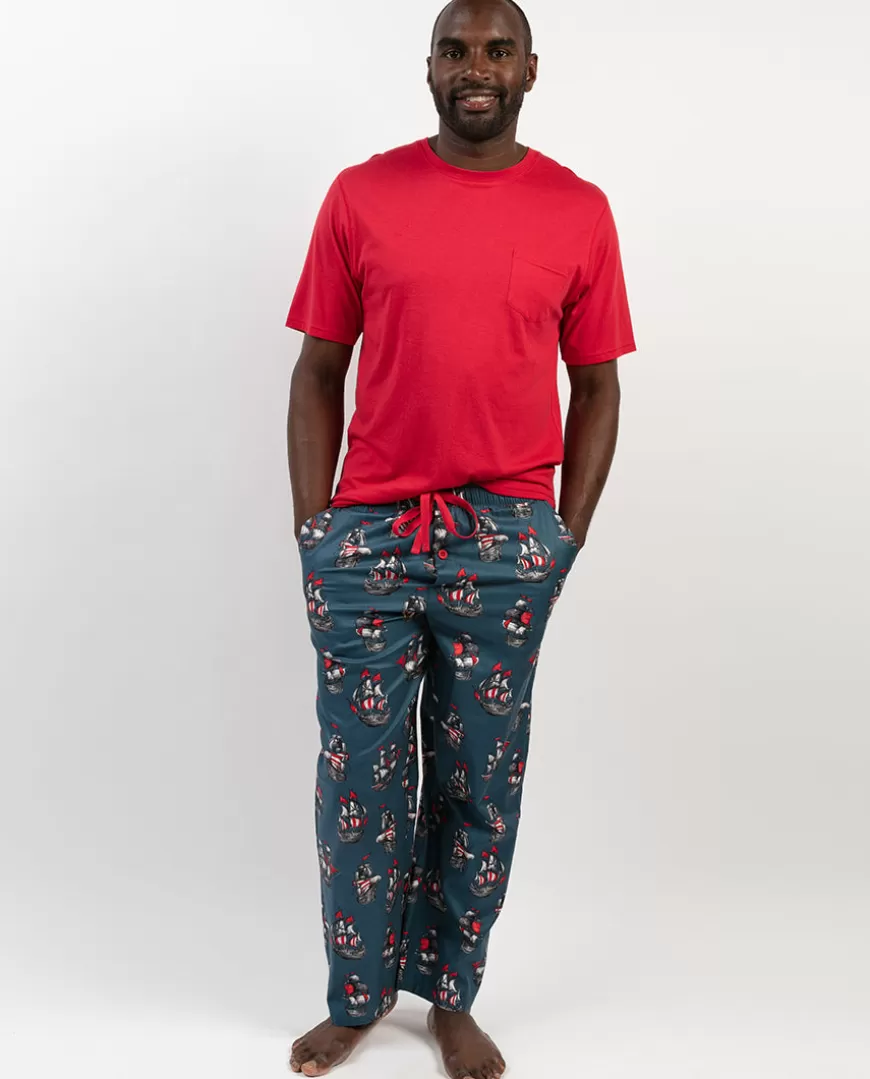 Jasper Mens Jersey T-Shirt And Pirate Ship Print Pyjama Set^Cyberjammies Store