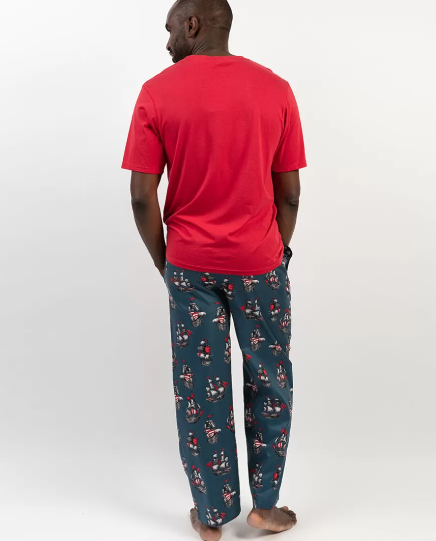 Jasper Mens Jersey T-Shirt And Pirate Ship Print Pyjama Set^Cyberjammies Store