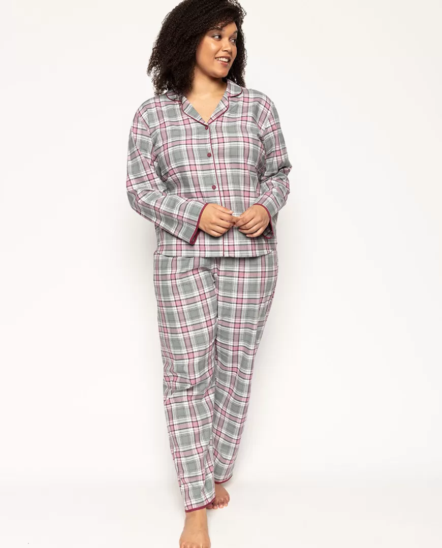 Jessica Lightly Brushed Check Pyjama Set^Cyberjammies Cheap