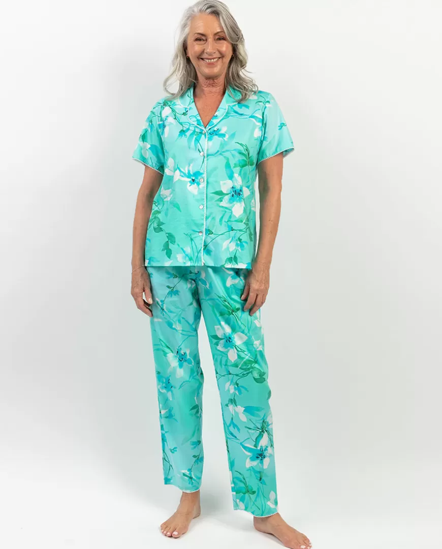 Leona Lace Trim Floral Print Pyjama Set^Cyberjammies Discount