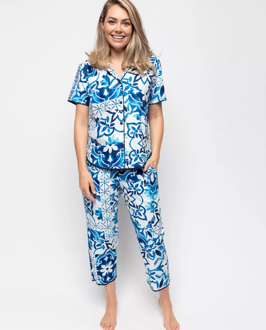 Marie Tile Print Cropped Pyjama Set^Cyberjammies Shop