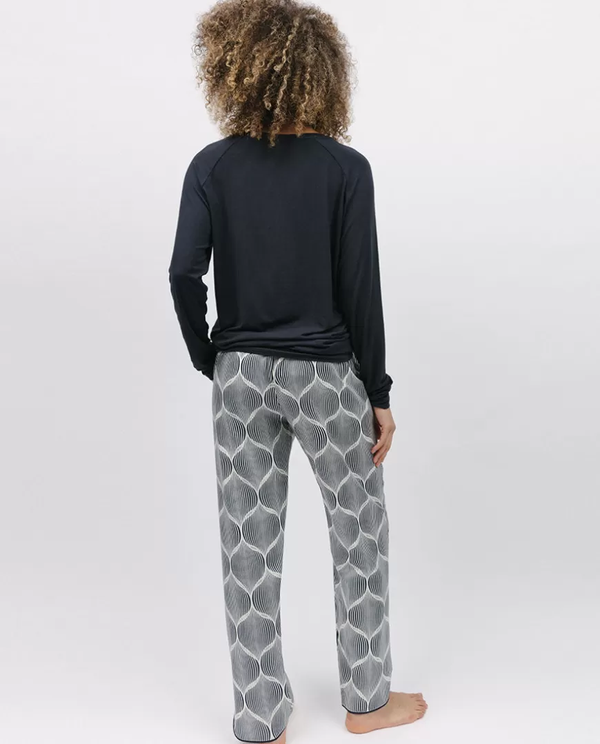 Nicole Charcoal Slouch Jersey Top And Geo Print Pyjama Set^Cyberjammies Cheap