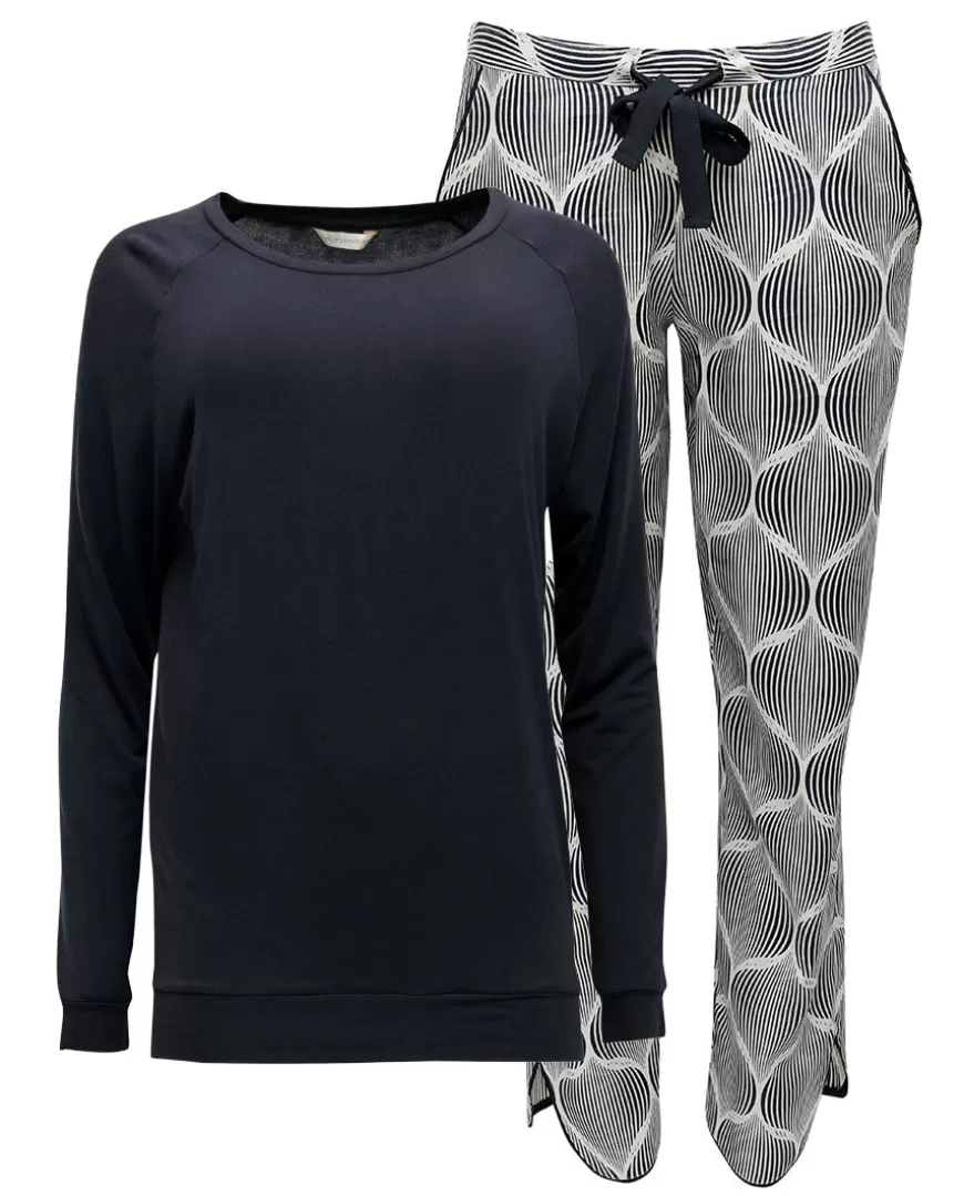 Nicole Charcoal Slouch Jersey Top And Geo Print Pyjama Set^Cyberjammies Cheap