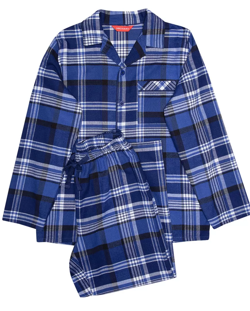 Riley Boys Navy Brushed Check Pyjama Set^Cyberjammies Shop