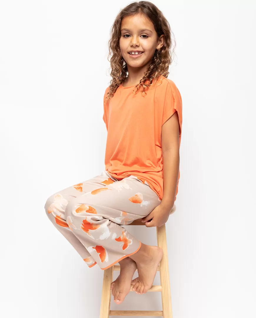Sage Girls Slouch Jersey Top And Butterfly Print Pyjama Set^Cyberjammies Online