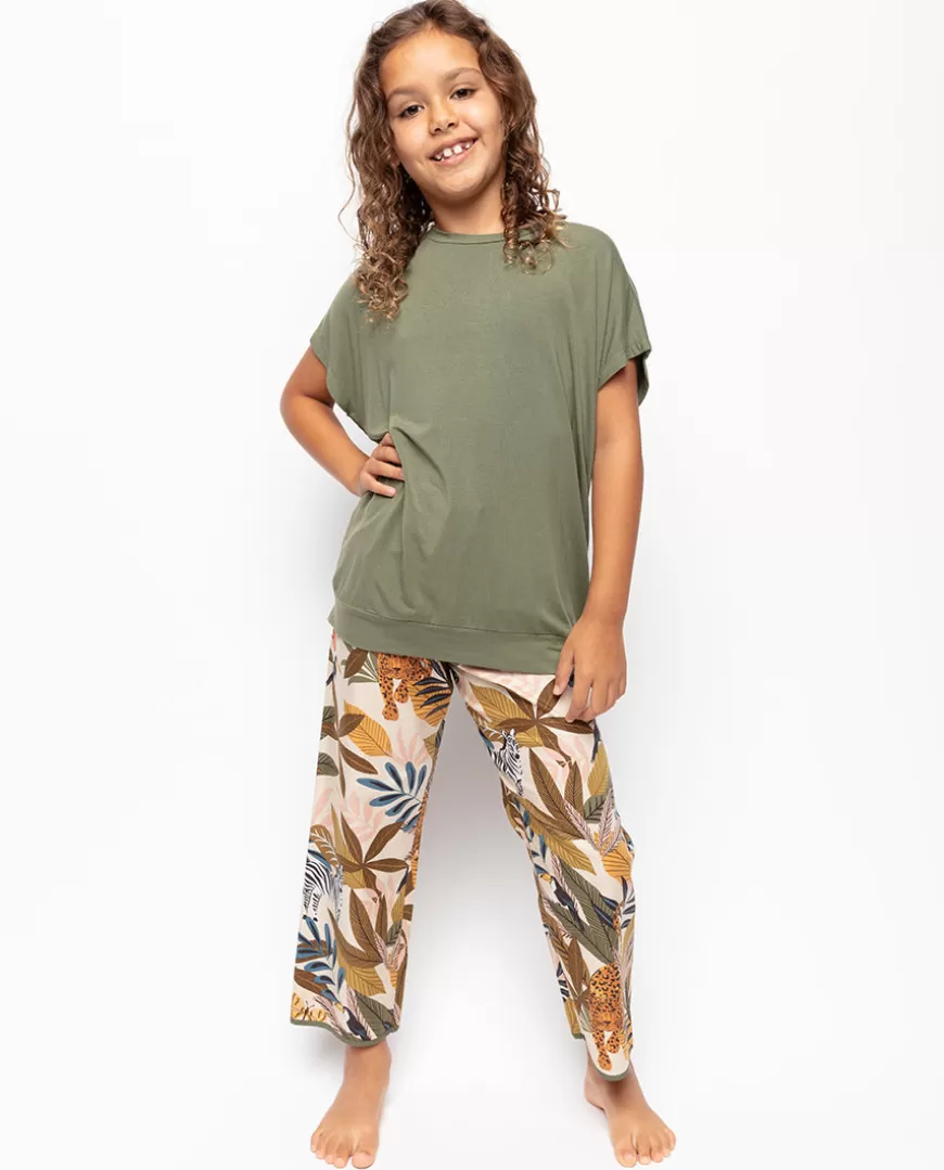 Savannah Girls Slouch Jersey Top And Safari Print Pyjama Set^Cyberjammies Shop